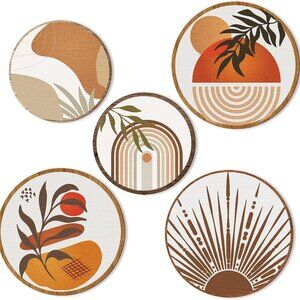 5 Pcs Wall Art Decor Wooden Living Room Wall Decor Bohemian Hanging Farmhouse Ge